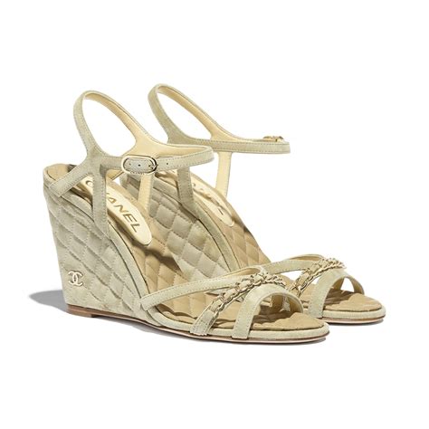 chanel sandale blanche|Chanel suede sandals.